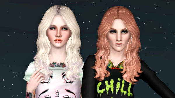 Middle parth wavy hairstyle Cazy Ordinary Day Retextured by Marie Antoinette for Sims 3