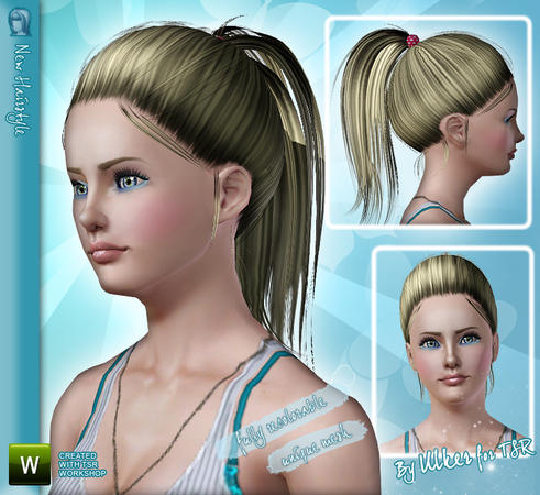 High ponytails hairstyle 04 by Ulker for Sims 3