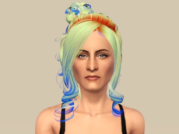 Top knot hairstyle Newsea`s Momoko retextured by Fanaskher for Sims 3
