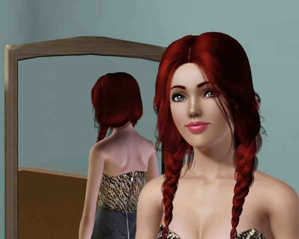 Messy briads hairstyle Peggy`s 4669 retextured by Savio for Sims 3