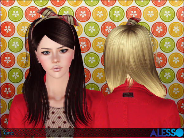 Yuna scarf hairstyle by Alesso for Sims 3