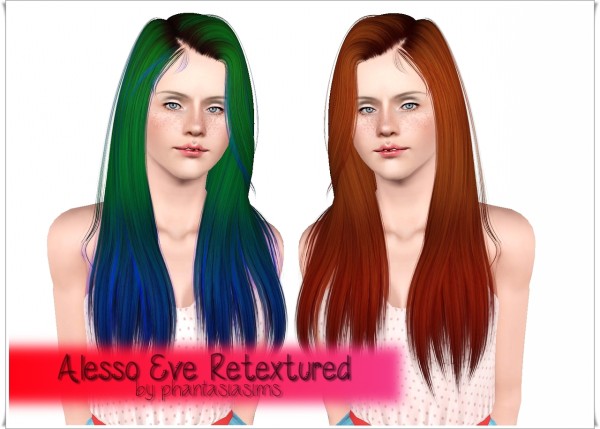 Straight parted to one side hairstyle Alesso`s Eve retextured by Phantasia for Sims 3