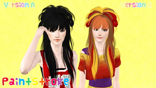NewSea`s Crow long layered with bangs hairstyle retextured by Katty for Sims 3