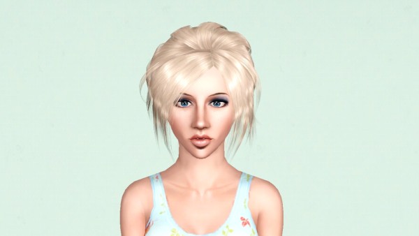 French bun with middle bangs Flora 09 retextured by Marie Antoinette for Sims 3
