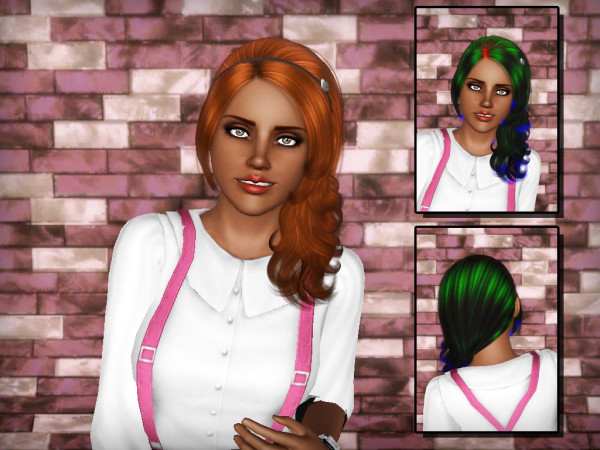 Curly side with headband hairstyle Cazy 104 retextured by Forever and Always for Sims 3