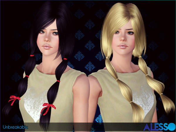 Unbreakable wrapped ponytails hairstyle by Alesso for Sims 3