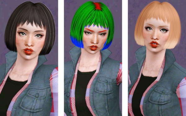 Straight bob hairstyle Alesso`s Halcyon retextured by Beaverhausen for Sims 3