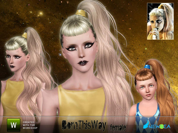 Dimensional side ponytail hairstyle Born This Way  by NewSea for Sims 3