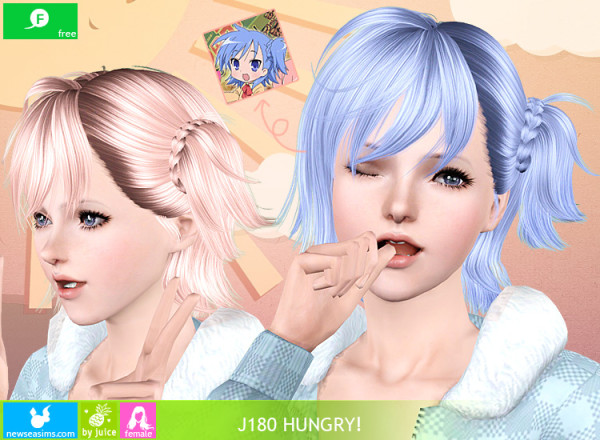 J 180 Hungry fancy braided ponytail hairstyle by NewSea for Sims 3