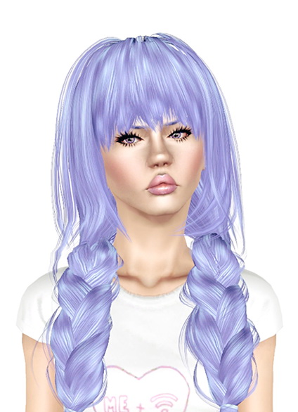 Two braids wit jagged bangs hairstyle Peggy`s 553 retextured by Jas for Sims 3