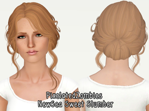 Latino bun hairstyle NewSea`s SweetSlumber retextured by Pixelated Zombies for Sims 3