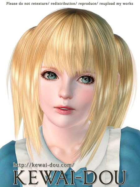 Misa.A straight hairstyle with bangs by Kewai Dou for Sims 3
