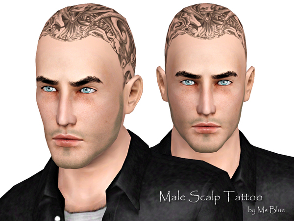 Male Scalp Tattoo by Ms Blue for Sims 3