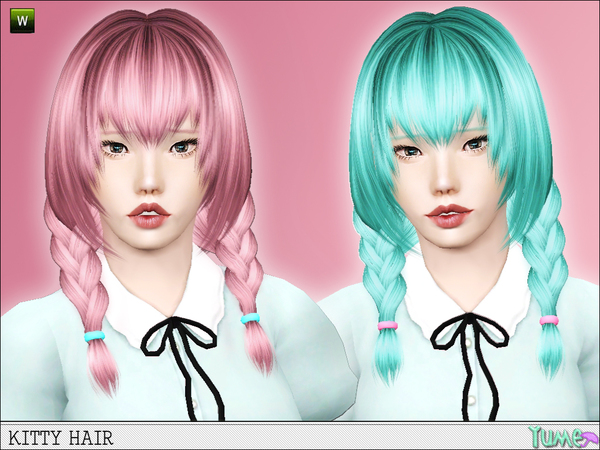 Yume Kitty braids with layers hairstyle by Zauma for Sims 3
