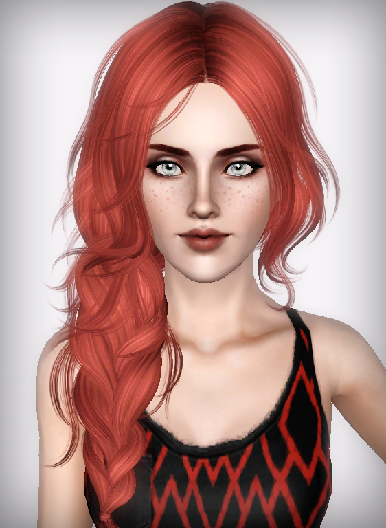 Small ponytail with long bangs hairstyle Helena by Cazy - Sims 3 Hairs