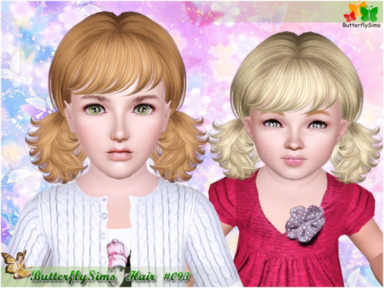 Hairstyle 093 double teased pigtails by Butterfly - Sims 3 Hairs