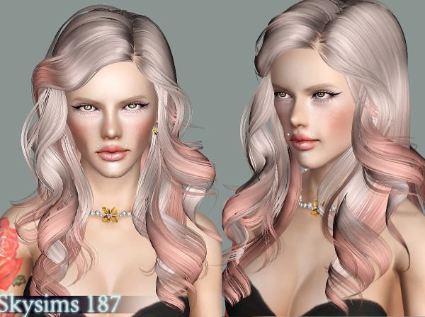 Skysims 187 hairstyle retextured by White Crow for Sims 3