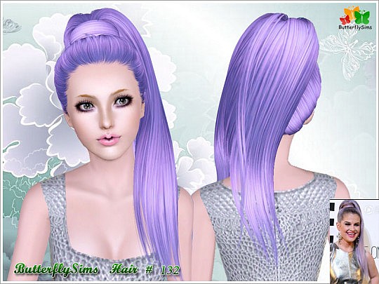 Dimensional Wrapped Ponytail Hairstyle 132 By Butterfly - Sims 3 Hairs