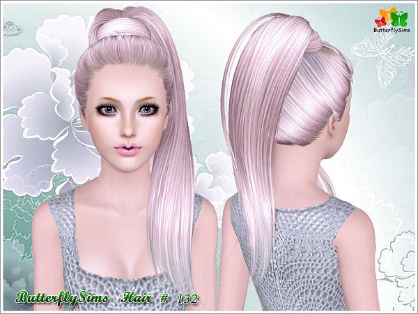 Dimensional wrapped ponytail hairstyle 132 by Butterfly for Sims 3