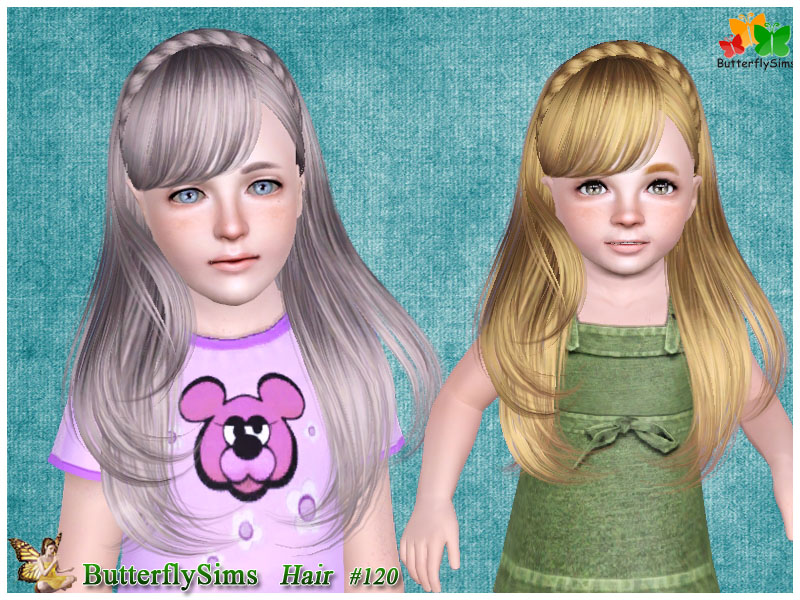 Braided crown with bangs hairstyle120 by Butterfly - Sims 3 Hairs