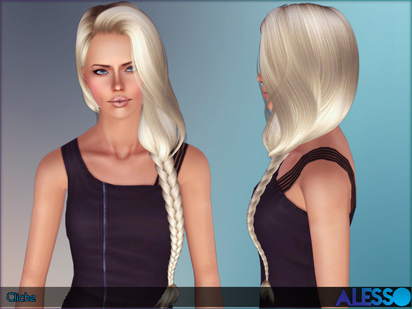 Cliche dimensional braid hairstyle by Alesso for Sims 3