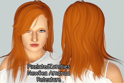 Thin hairstyle with bangs NewSea`s Amanda retextured by Pixelated Zombies for Sims 3