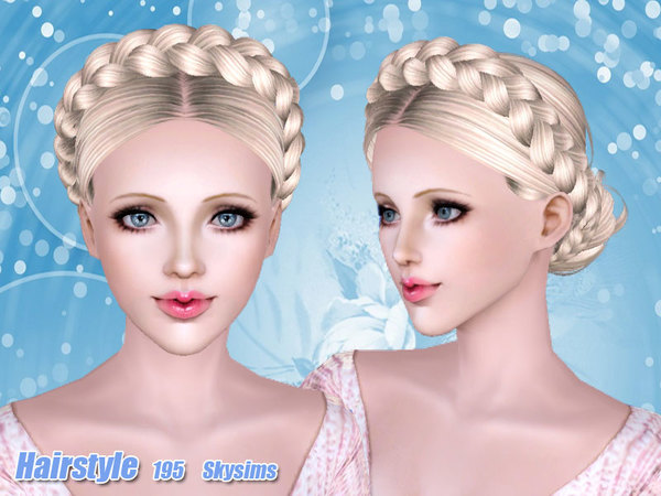 Braided crown rusian hairstyle 195 by Skysims for Sims 3