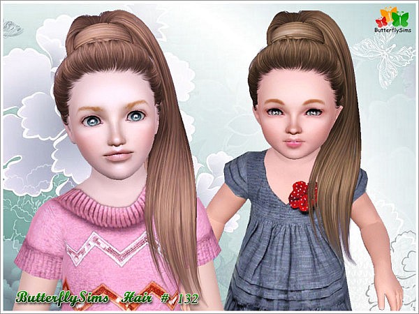 Dimensional wrapped ponytail hairstyle 132 by Butterfly for Sims 3