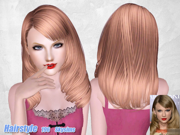 Rolled tips with bangs hairstyle 196 by Skysims for Sims 3