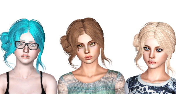 Side chignon hairstyle Skysims 158 retextured by Sjoko for Sims 3