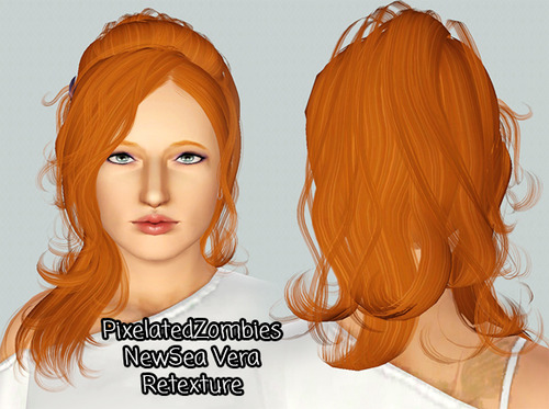 Half up half down hairstyle NewSea`s Vera retextured by Pixelated Zombies for Sims 3