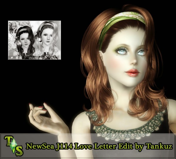 NewSea`s Love Letter hairstyle edit by Tankuz  for Sims 3