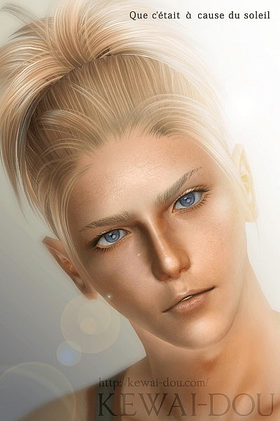 Ilmare spiny ponytail hairstyle for males by Kewai Dou for Sims 3