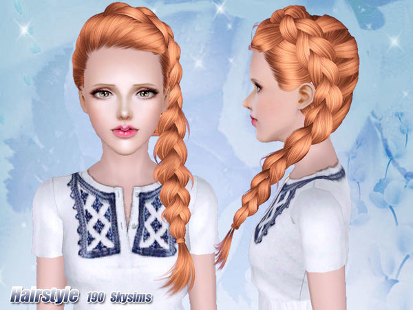 Braided side hairstyle 190 by Skysims for Sims 3