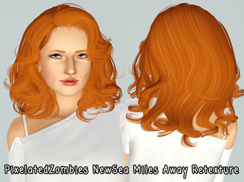 Shoulder curly haircut NewSea`s Miles Away retextured by Pixelated Zombies for Sims 3