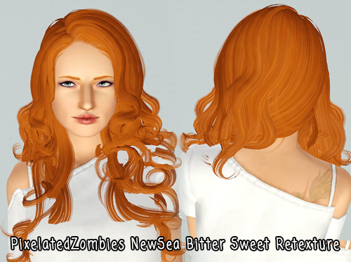 Tight Curled Cutie hairstyle Newsea’s Bittersweet retextured by Pixelated Zombies for Sims 3