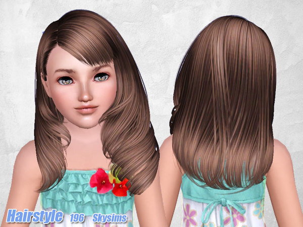 Rolled tips with bangs hairstyle 196 by Skysims for Sims 3