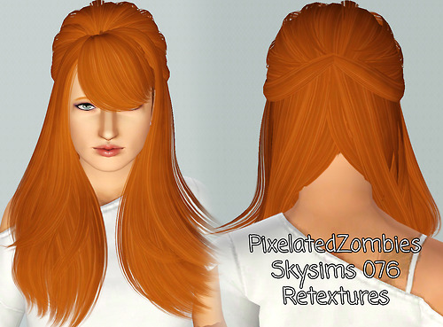 Half up half down hairstyle SkySims Hair 076 retextured by Pixelated Zombies for Sims 3
