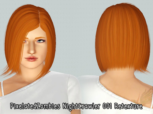 NightCrawler 001 assymetric bob hairstyle retextured by Pixelated Zombies for Sims 3