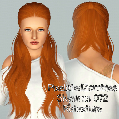 Half back up hairstyle Skysims 072 retextured by Pixelated Zombies for Sims 3
