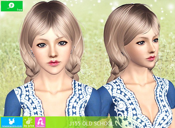 J155 Old School 2 braids hairstyle by Newsea  for Sims 3