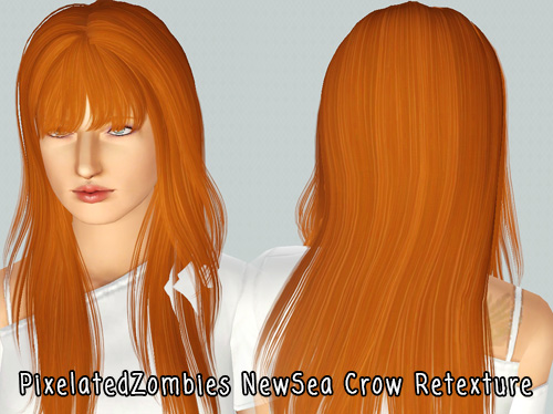 NewSea`s Crow long layered with bangs hairstyle retextured by Pixelated Zombies for Sims 3