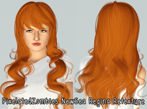 Newseas regina hair retextured by Pixelated Zombies for Sims 3