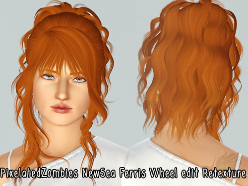 Curly ponytail with ringlets Newsea`s Ferris Wheel retextured by Pixelated Zombies for Sims 3