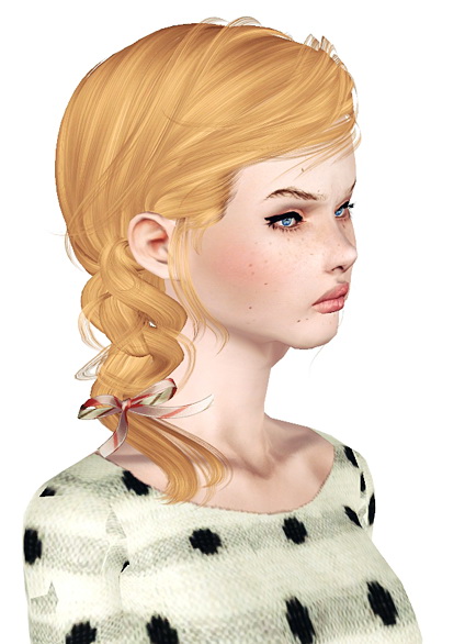 NewSea`s Marshmallow Side fishtail with bow hairstyle retextured by Jas for Sims 3