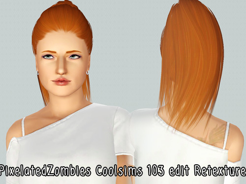Ponytail hairstyle Coolsims 103 Retextured by Pixelated Zombies for Sims 3