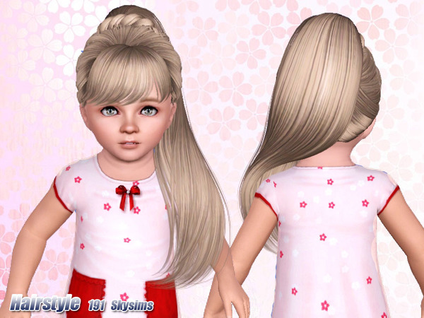 Fancy braid ponytail hairstyle 191 by Skysims for Sims 3
