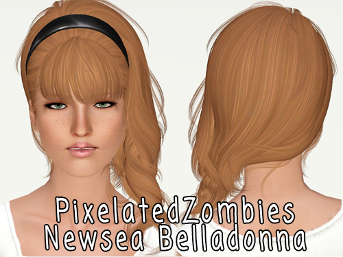 Newseas Belladonna hair retextured by Pixelated Zombies for Sims 3