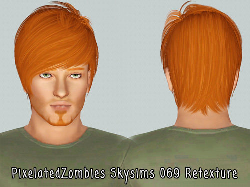 Side swept hairstyle Skysims 069 retextured by Pixelated Zombies for Sims 3