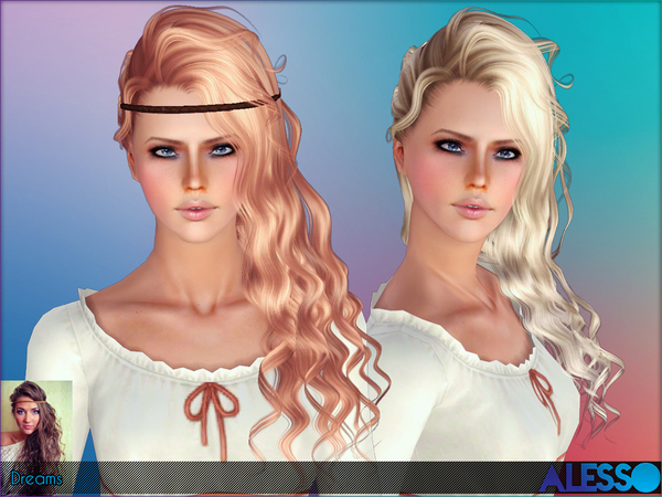 Dreams hairstyle by Alesso for Sims 3